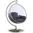 Manufacturer Color_Grey -- Luna Grey Acrylic And Fabric Upholstered Swing Bubble Accent Chair IMAGE 3