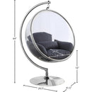  Manufacturer Color_Grey -- Luna Grey Acrylic And Fabric Upholstered Swing Bubble Accent Chair IMAGE 6