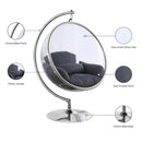 Manufacturer Color_Grey -- Luna Grey Acrylic And Fabric Upholstered Swing Bubble Accent Chair IMAGE 7