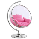  Manufacturer Color_Pink -- Luna Pink Acrylic And Fabric Upholstered Swing Bubble Accent Chair IMAGE 1