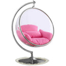  Manufacturer Color_Pink -- Luna Pink Acrylic And Fabric Upholstered Swing Bubble Accent Chair IMAGE 3
