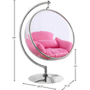  Manufacturer Color_Pink -- Luna Pink Acrylic And Fabric Upholstered Swing Bubble Accent Chair IMAGE 6