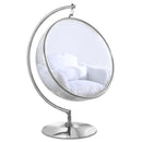  Manufacturer Color_White -- Luna White Acrylic And Fabric Upholstered Swing Bubble Accent Chair IMAGE 1