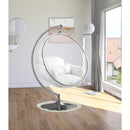 Manufacturer Color_White -- Luna White Acrylic And Fabric Upholstered Swing Bubble Accent Chair IMAGE 2