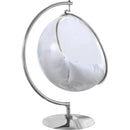  Manufacturer Color_White -- Luna White Acrylic And Fabric Upholstered Swing Bubble Accent Chair IMAGE 4