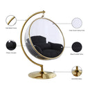  Manufacturer Color_Black -- Luna Black Acrylic And Fabric Upholstered Swing Bubble Accent Chair IMAGE 7