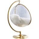  Manufacturer Color_White Fur -- Luna White Acrylic And Fabric Upholstered Swing Bubble Accent Chair IMAGE 4