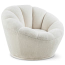  Meridian Dream White Faux Sheepskin Fur Upholstered Swivel Accent Chair IMAGE 1