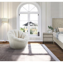  Meridian Dream White Faux Sheepskin Fur Upholstered Swivel Accent Chair IMAGE 2