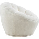  Meridian Dream White Faux Sheepskin Fur Upholstered Swivel Accent Chair IMAGE 4