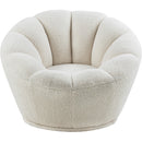  Meridian Dream White Faux Sheepskin Fur Upholstered Swivel Accent Chair IMAGE 5