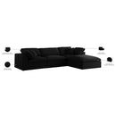  Manufacturer Color_Black -- Serene 119" Black Linen Textured Fabric Upholstered Deluxe Comfort 4 pc Modular Sectional IMAGE 13