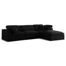  Manufacturer Color_Black -- Serene 119" Black Linen Textured Fabric Upholstered Deluxe Comfort 4 pc Modular Sectional IMAGE 1