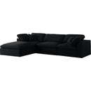  Manufacturer Color_Black -- Serene 119" Black Linen Textured Fabric Upholstered Deluxe Comfort 4 pc Modular Sectional IMAGE 2