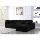  Manufacturer Color_Black -- Serene 119" Black Linen Textured Fabric Upholstered Deluxe Comfort 4 pc Modular Sectional IMAGE 4
