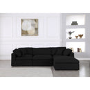  Manufacturer Color_Black -- Serene 119" Black Linen Textured Fabric Upholstered Deluxe Comfort 4 pc Modular Sectional IMAGE 5