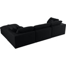  Manufacturer Color_Black -- Serene 119" Black Linen Textured Fabric Upholstered Deluxe Comfort 4 pc Modular Sectional IMAGE 7