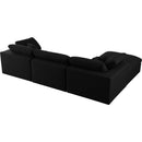 Manufacturer Color_Black -- Serene 119" Black Linen Textured Fabric Upholstered Deluxe Comfort 4 pc Modular Sectional IMAGE 8