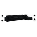  Manufacturer Color_Black -- Serene 158" Black Linen Textured Fabric Upholstered Deluxe Comfort 5 pc Modular Sectional IMAGE 13