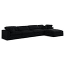  Manufacturer Color_Black -- Serene 158" Black Linen Textured Fabric Upholstered Deluxe Comfort 5 pc Modular Sectional IMAGE 1