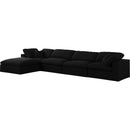  Manufacturer Color_Black -- Serene 158" Black Linen Textured Fabric Upholstered Deluxe Comfort 5 pc Modular Sectional IMAGE 2