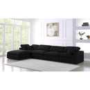  Manufacturer Color_Black -- Serene 158" Black Linen Textured Fabric Upholstered Deluxe Comfort 5 pc Modular Sectional IMAGE 3