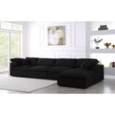  Manufacturer Color_Black -- Serene 158" Black Linen Textured Fabric Upholstered Deluxe Comfort 5 pc Modular Sectional IMAGE 4