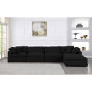  Manufacturer Color_Black -- Serene 158" Black Linen Textured Fabric Upholstered Deluxe Comfort 5 pc Modular Sectional IMAGE 5