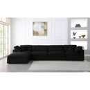  Manufacturer Color_Black -- Serene 158" Black Linen Textured Fabric Upholstered Deluxe Comfort 5 pc Modular Sectional IMAGE 6
