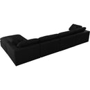  Manufacturer Color_Black -- Serene 158" Black Linen Textured Fabric Upholstered Deluxe Comfort 5 pc Modular Sectional IMAGE 7