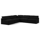  Manufacturer Color_Black -- Serene 118" Black Linen Textured Fabric Upholstered Deluxe Comfort 5 pc Modular Sectional IMAGE 1