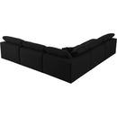  Manufacturer Color_Black -- Serene 118" Black Linen Textured Fabric Upholstered Deluxe Comfort 5 pc Modular Sectional IMAGE 3