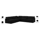  Manufacturer Color_Black -- Serene 118" Black Linen Textured Fabric Upholstered Deluxe Comfort 5 pc Modular Sectional IMAGE 8