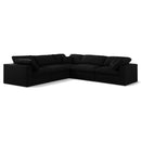  Manufacturer Color_Black -- Serene 119" Black Linen Textured Fabric Upholstered Deluxe Comfort 5 pc Modular Sectional IMAGE 1