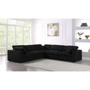  Manufacturer Color_Black -- Serene 119" Black Linen Textured Fabric Upholstered Deluxe Comfort 5 pc Modular Sectional IMAGE 2
