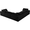  Manufacturer Color_Black -- Serene 119" Black Linen Textured Fabric Upholstered Deluxe Comfort 5 pc Modular Sectional IMAGE 3