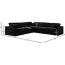  Manufacturer Color_Black -- Serene 119" Black Linen Textured Fabric Upholstered Deluxe Comfort 5 pc Modular Sectional IMAGE 7