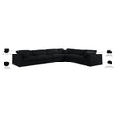  Manufacturer Color_Black -- Serene 158" Black Linen Textured Fabric Upholstered Deluxe Comfort 6 pc Modular Sectional IMAGE 11