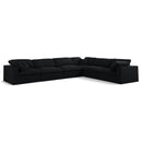  Manufacturer Color_Black -- Serene 158" Black Linen Textured Fabric Upholstered Deluxe Comfort 6 pc Modular Sectional IMAGE 1