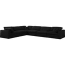  Manufacturer Color_Black -- Serene 158" Black Linen Textured Fabric Upholstered Deluxe Comfort 6 pc Modular Sectional IMAGE 2