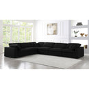  Manufacturer Color_Black -- Serene 158" Black Linen Textured Fabric Upholstered Deluxe Comfort 6 pc Modular Sectional IMAGE 3