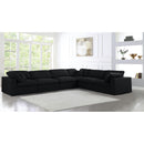  Manufacturer Color_Black -- Serene 158" Black Linen Textured Fabric Upholstered Deluxe Comfort 6 pc Modular Sectional IMAGE 4