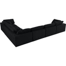  Manufacturer Color_Black -- Serene 158" Black Linen Textured Fabric Upholstered Deluxe Comfort 6 pc Modular Sectional IMAGE 5