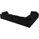  Manufacturer Color_Black -- Serene 158" Black Linen Textured Fabric Upholstered Deluxe Comfort 6 pc Modular Sectional IMAGE 6