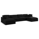  Manufacturer Color_Black -- Serene 158" Black Linen Textured Fabric Upholstered Deluxe Comfort 6 pc Modular Sectional IMAGE 1