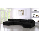  Manufacturer Color_Black -- Serene 158" Black Linen Textured Fabric Upholstered Deluxe Comfort 6 pc Modular Sectional IMAGE 2