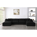  Manufacturer Color_Black -- Serene 158" Black Linen Textured Fabric Upholstered Deluxe Comfort 6 pc Modular Sectional IMAGE 3
