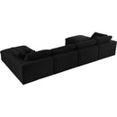  Manufacturer Color_Black -- Serene 158" Black Linen Textured Fabric Upholstered Deluxe Comfort 6 pc Modular Sectional IMAGE 4