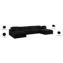  Manufacturer Color_Black -- Serene 158" Black Linen Textured Fabric Upholstered Deluxe Comfort 6 pc Modular Sectional IMAGE 9