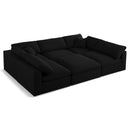  Manufacturer Color_Black -- Serene 119" Black Linen Textured Fabric Upholstered Deluxe Comfort 6 pc Modular Sectional IMAGE 1